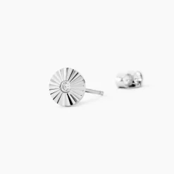 Boucles D'oreilles Puces Argent Blanc Valente Oxydes De Zirconium