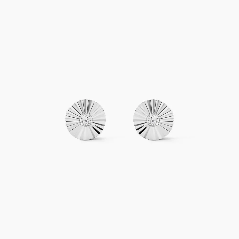Boucles D'oreilles Puces Argent Blanc Valente Oxydes De Zirconium
