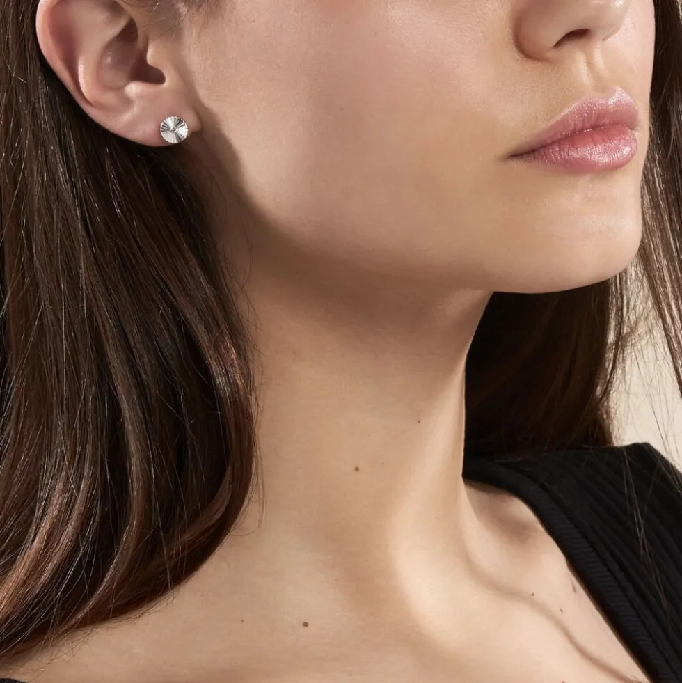 Boucles D'oreilles Puces Argent Blanc Valente Oxydes De Zirconium