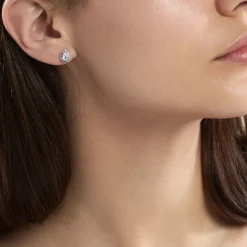 Boucles D'oreilles Puces Argent Blanc Tania Oxydes De Zirconium