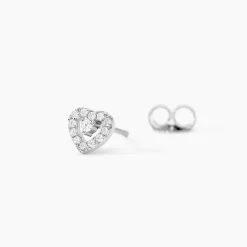 Boucles D'oreilles Puces Argent Blanc Gautiere Oxydes De Zirconium