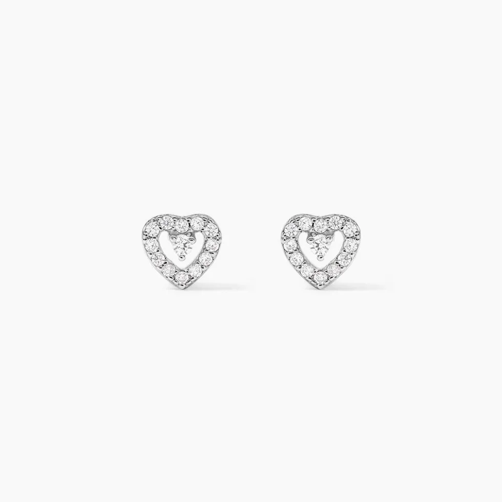 Boucles D'oreilles Puces Argent Blanc Gautiere Oxydes De Zirconium