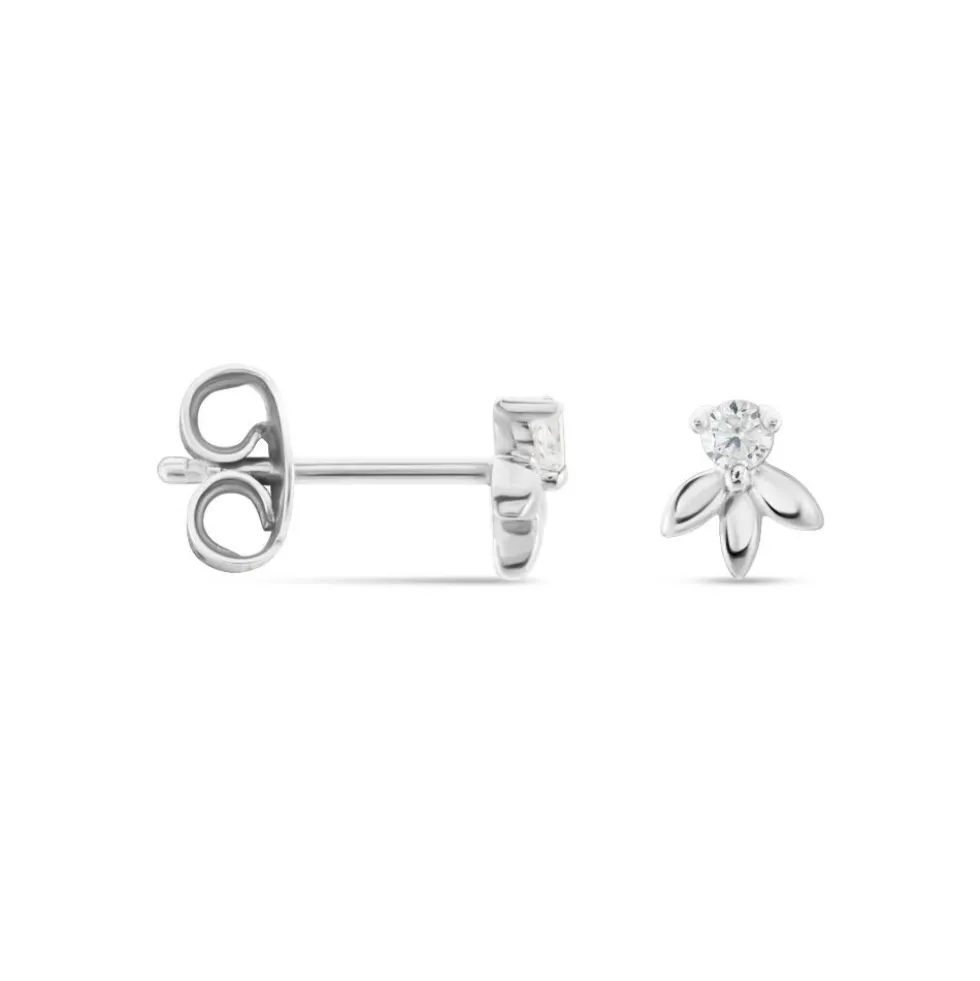 Boucles D'oreilles Puces Argent Blanc Braxton Oxydes De Zirconium