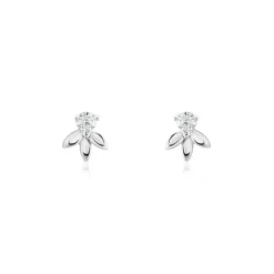 Boucles D'oreilles Puces Argent Blanc Braxton Oxydes De Zirconium