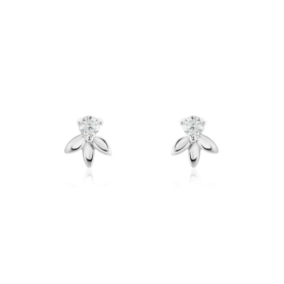 Boucles D'oreilles Puces Argent Blanc Braxton Oxydes De Zirconium