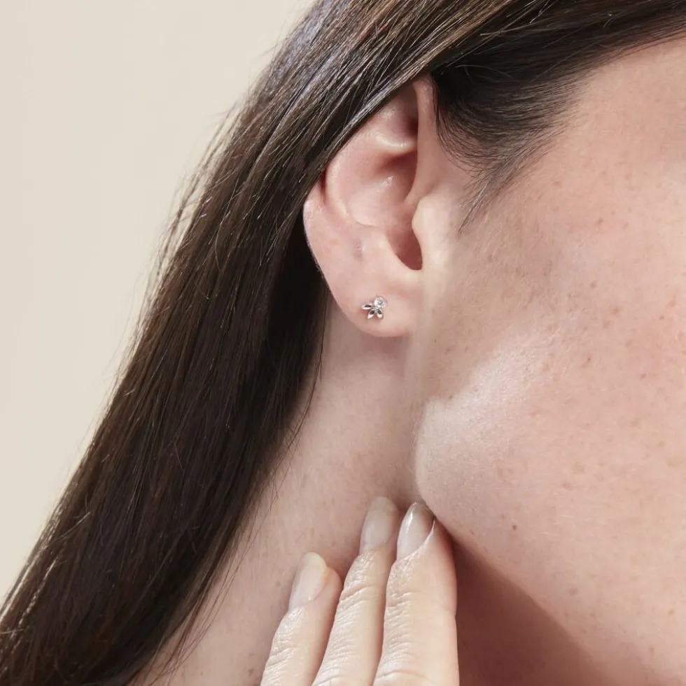Boucles D'oreilles Puces Argent Blanc Braxton Oxydes De Zirconium