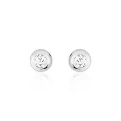 Boucles D'oreilles Puces Argent Blanc Laureano Oxyde De Zirconium