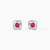Boucles D'oreilles Puces Argent Blanc Clover Verre Oxydes De Zirconium