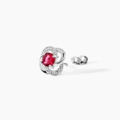 Boucles D'oreilles Puces Argent Blanc Clover Verre Oxydes De Zirconium
