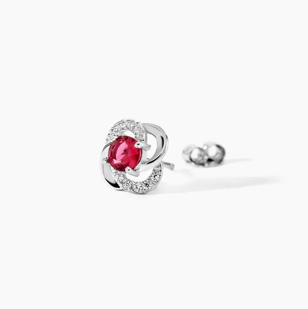 Boucles D'oreilles Puces Argent Blanc Clover Verre Oxydes De Zirconium