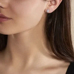 Boucles D'oreilles Puces Argent Blanc Tania Oxydes De Zirconium