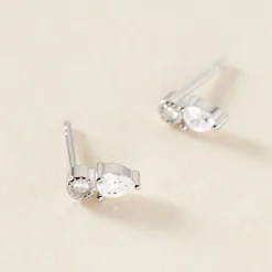 Boucles D'oreilles Puces Argent Blanc Delya Oxyde De Zirconium