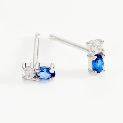 Boucles D'oreilles Puces Argent Blanc Augusts Oxydes De Zirconium