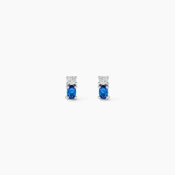 Boucles D'oreilles Puces Argent Blanc Augusts Oxydes De Zirconium