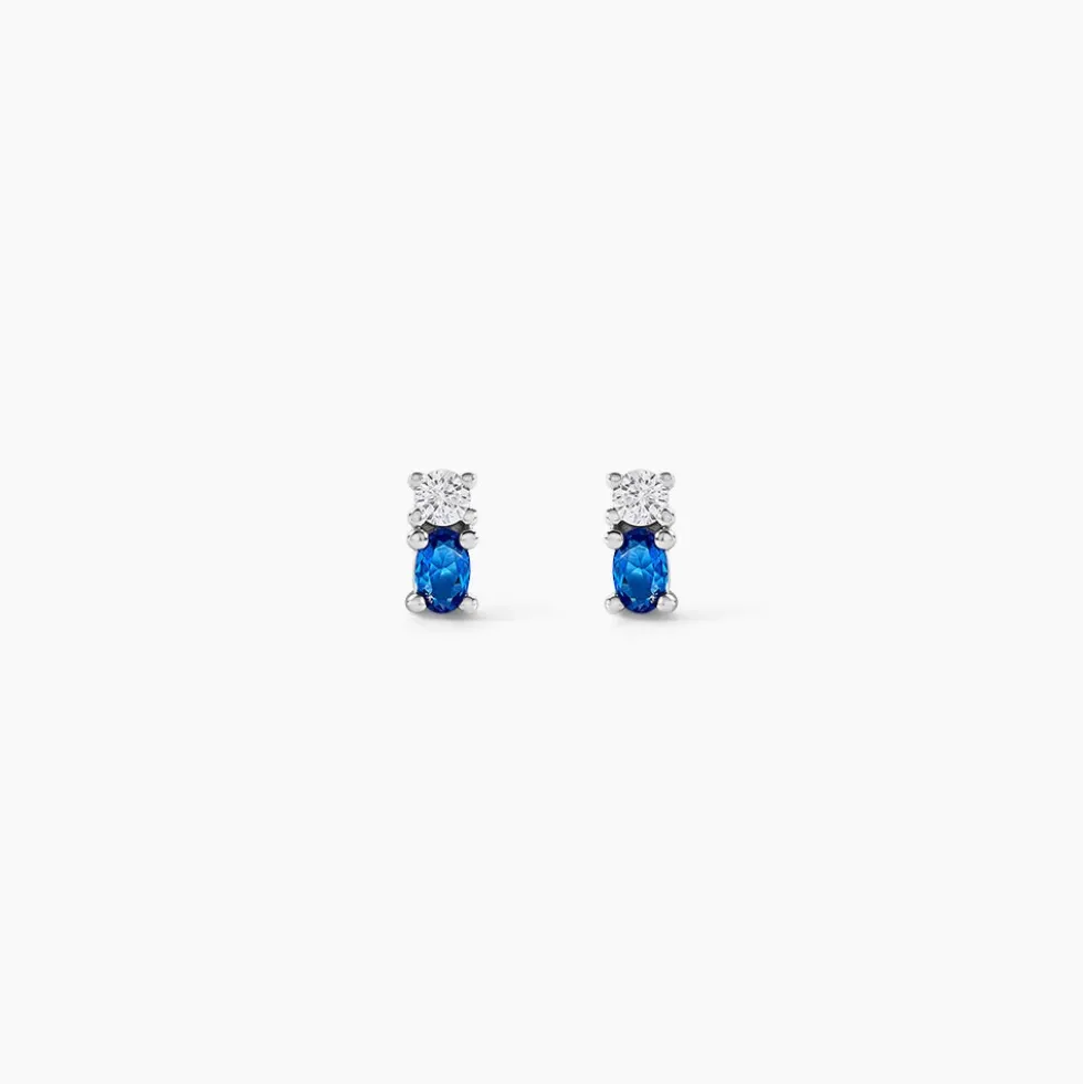 Boucles D'oreilles Puces Argent Blanc Augusts Oxydes De Zirconium