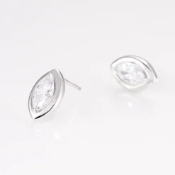 Boucles D'oreilles Puces Arone Argent Blanc Oxyde De Zirconium