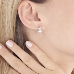 Boucles D'oreilles Puces Arone Argent Blanc Oxyde De Zirconium