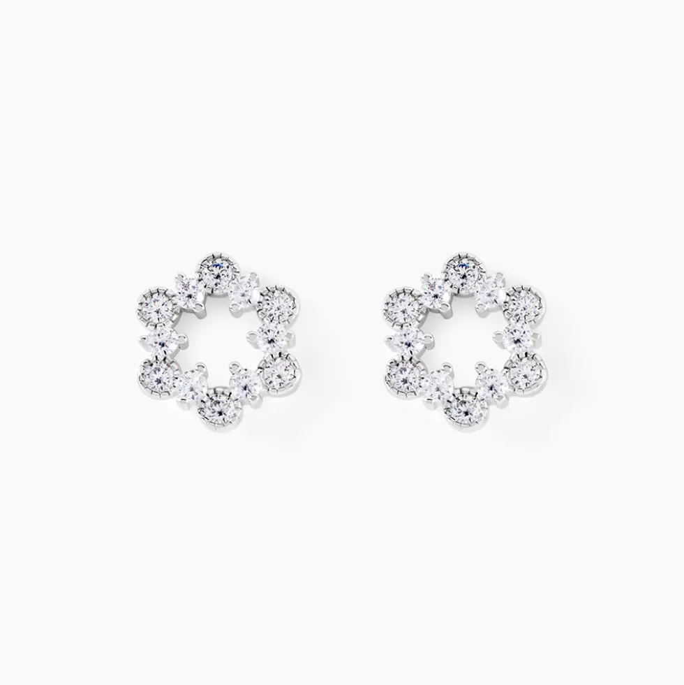 Boucles D'Oreilles Puces Astrea Argent Blanc Oxyde De Zirconium