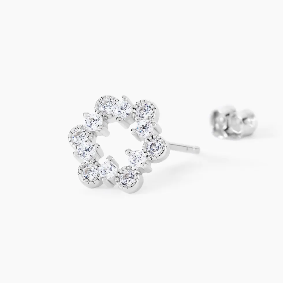 Boucles D'Oreilles Puces Astrea Argent Blanc Oxyde De Zirconium