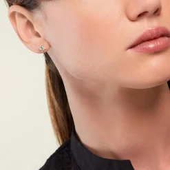 Boucles D'oreilles Puces Astrithr Or Jaune Topaze Oxyde De Zirconium