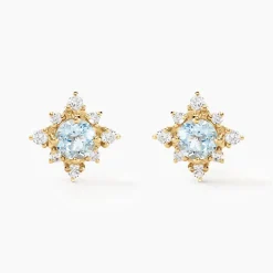 Boucles D'oreilles Puces Astrithr Or Jaune Topaze Oxyde De Zirconium