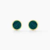 Boucles D'oreilles Puces Athena Acier Doré Malachite