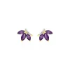 Boucles D'oreilles Puces Augustina Or Jaune Amethyste Oxyde