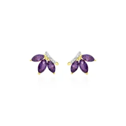 Boucles D'oreilles Puces Augustina Or Jaune Amethyste Oxyde