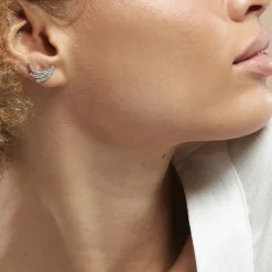 Boucles D'oreilles Puces Augustus Argent Blanc Oxyde De Zirconium