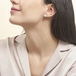 Boucles D'oreilles Puces Ayana Argent Blanc