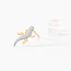 Boucles D'oreilles Puces Azzedine Salamandre Or Bicolore