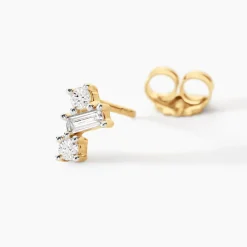 Boucles D'oreilles Puces Baliatista Or Jaune Diamant Synthétique
