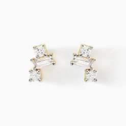 Boucles D'oreilles Puces Baliatista Or Jaune Diamant Synthétique