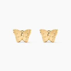 Boucles D'oreilles Puces Bartholomée Papillon Or Jaune