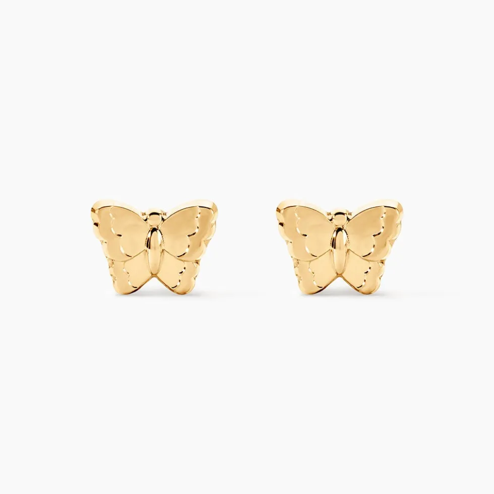 Boucles D'oreilles Puces Bartholomée Papillon Or Jaune