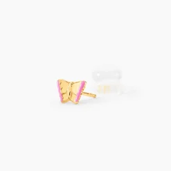 Boucles D'oreilles Puces Bartholomée Papillon Or Jaune