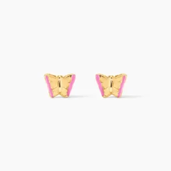 Boucles D'oreilles Puces Bartholomée Papillon Or Jaune