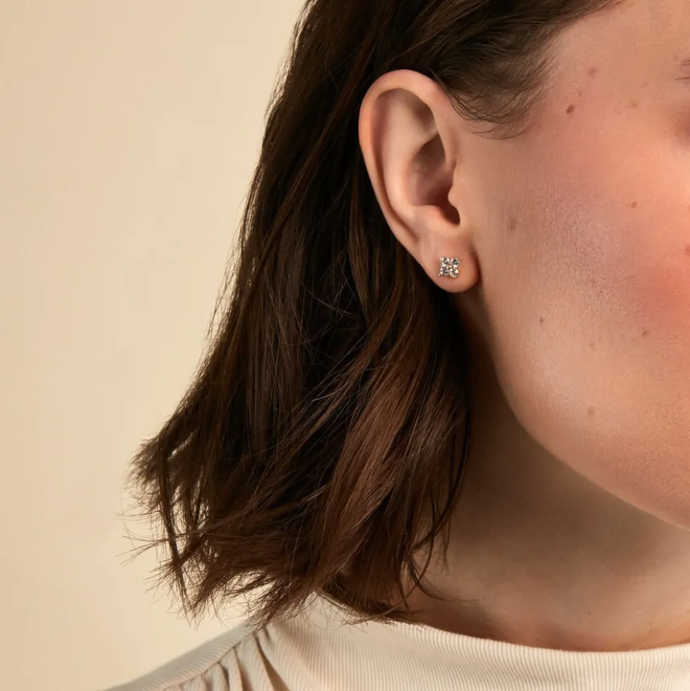 Boucles D'Oreilles Puces Belovia Or Jaune Topaze