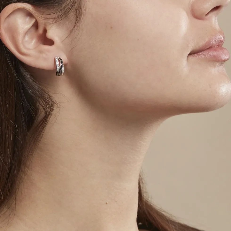 Boucles D'oreilles Puces Bethany Argent Blanc Oxyde De Zirconium