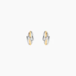 Boucles D'oreilles Puces Bodil Or Bicolore Diamant