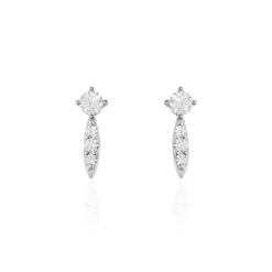 Boucles D'oreilles Puces Bormana Argent Blanc Oxyde De Zirconium