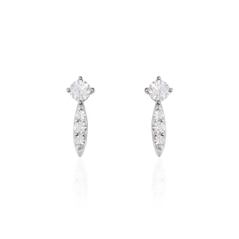 Boucles D'oreilles Puces Bormana Argent Blanc Oxyde De Zirconium