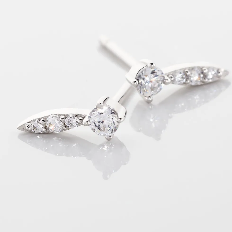 Boucles D'oreilles Puces Bormana Argent Blanc Oxyde De Zirconium