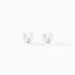 Boucles D'oreilles Puces Bridie Argent Blanc Pierre De Synthese