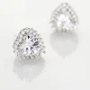 Boucles D'oreilles Puces Calvi Argent Blanc Oxyde De Zirconium