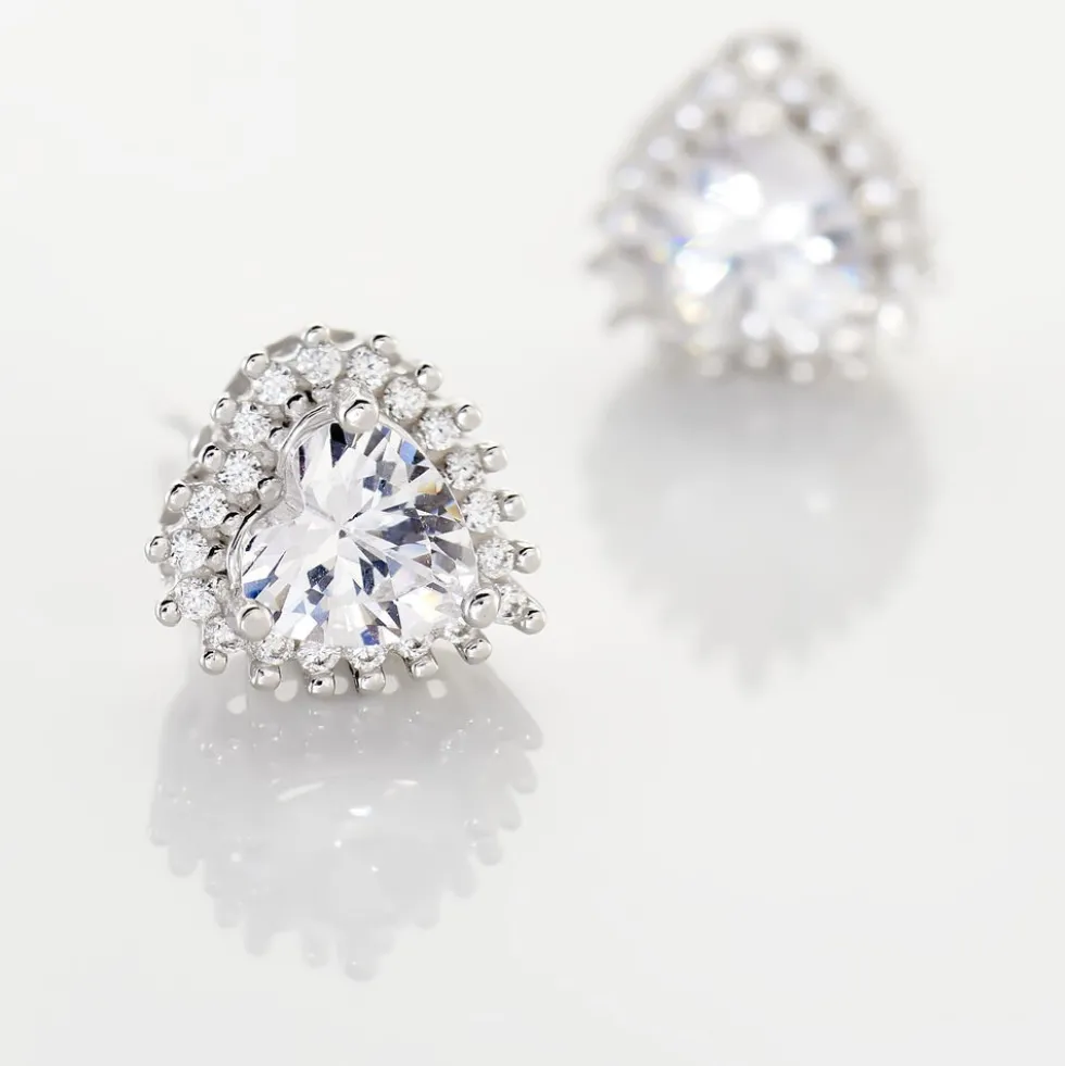 Boucles D'oreilles Puces Calvi Argent Blanc Oxyde De Zirconium
