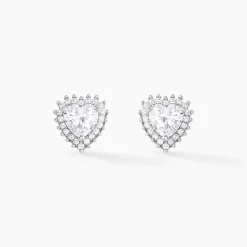 Boucles D'oreilles Puces Calvi Argent Blanc Oxyde De Zirconium