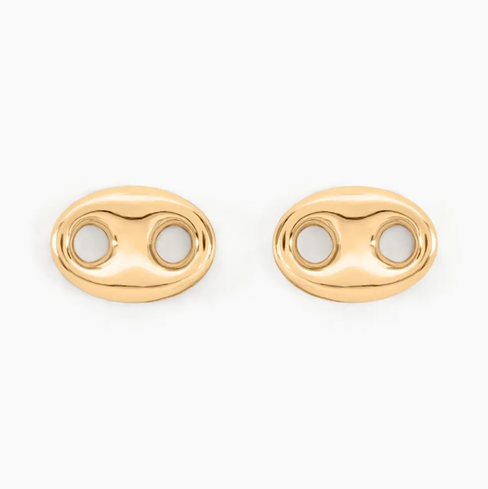 Boucles D'oreilles Puces Cara Grain De Cafe Or Jaune