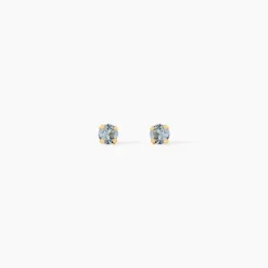 Boucles D'oreilles Puces Carin Serti Griffe 2 Or Jaune Oxyde
