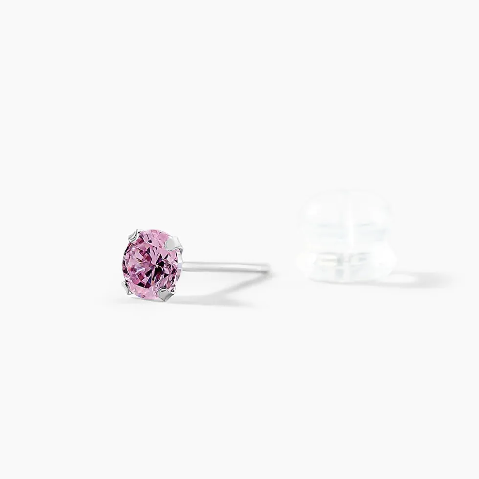 Boucles D'oreilles Puces Carin Or Blanc Oxydes De Zirconium